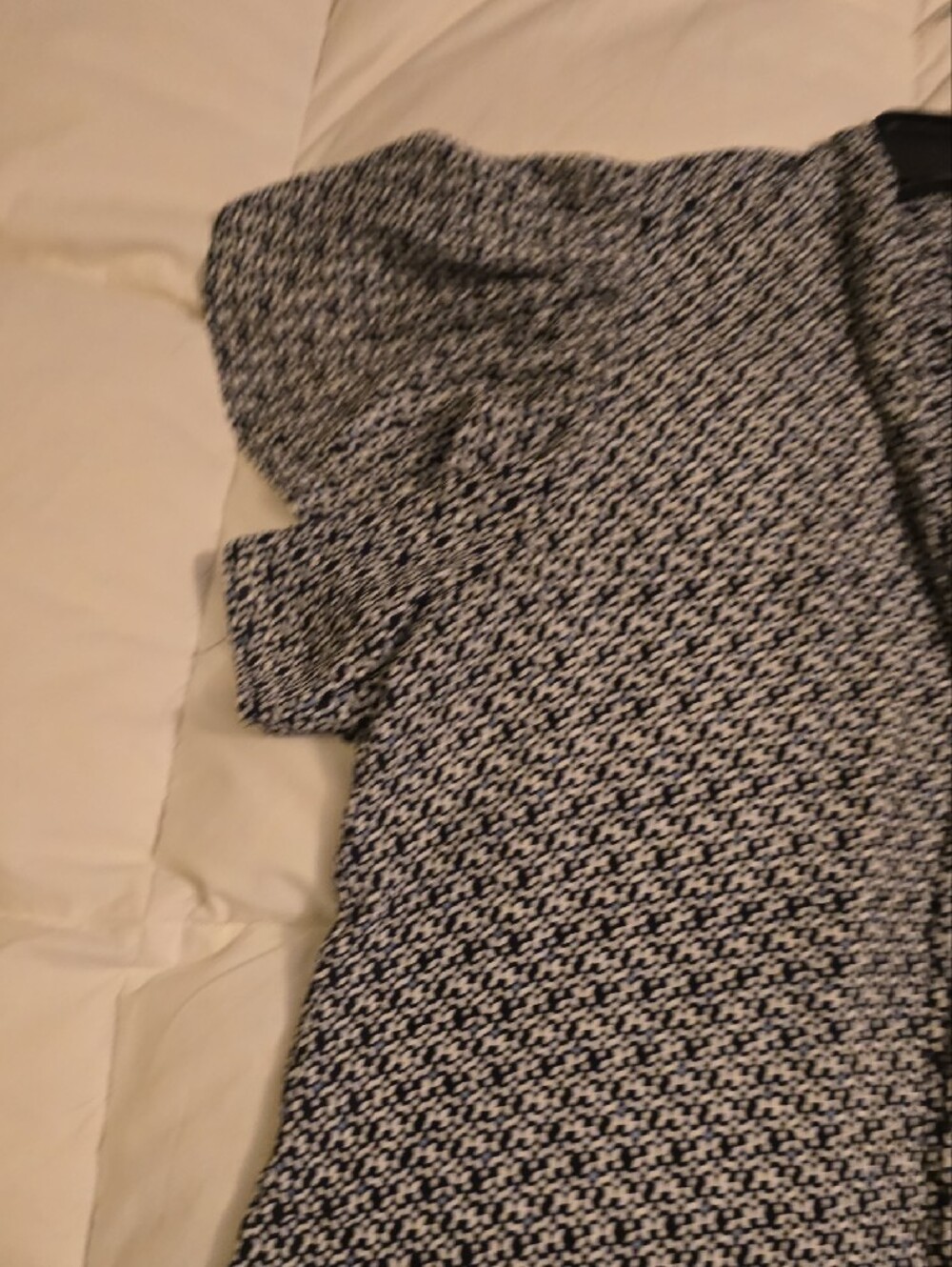 LOFT Navy, light blue and White Tie-Neck Printed Blouse - Picture 4 of 5